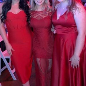 The middle red dress